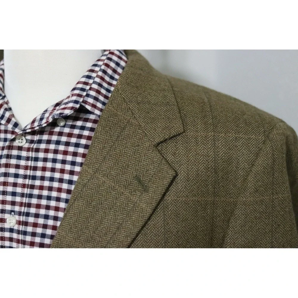 Brooks Brothers sport coat jacket - brown windowpane herringbone, 2‎ button, 43L